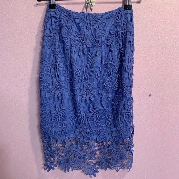 VTG bebe Blue crochet lace skirt 00 - Picture 2 of 11